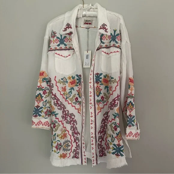 Johnny Was Toyah Blouse - Gauzy Embroidered Cotton Tunic Style Top or Dress - XS - Picture 2 of 7